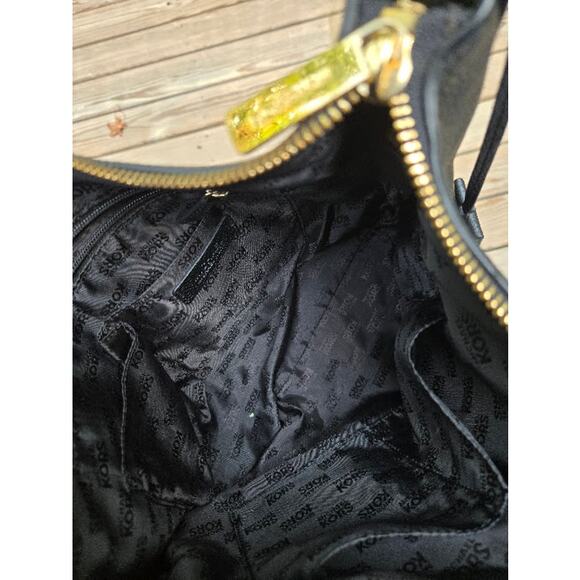 Michael Kors Karson Large Pebbled Leather Shoulder Bag  Black Purse Gold Hardwar - Picture 13 of 15